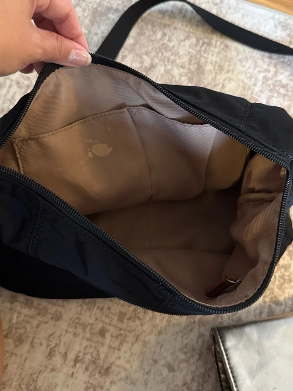 The Sak Esperato Black Nylon Hobo Crossbody Bag Purse